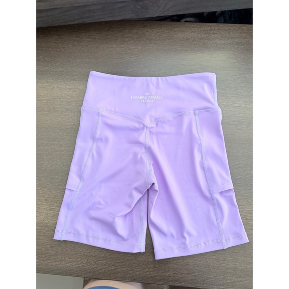 Farmers Market Bike Shorts High Waist Athletic Pocket tennis ball Lavender XS - Picture 2 of 6